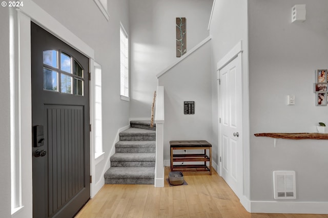 foyer entrance featuring light hardwood / wood-style flooring