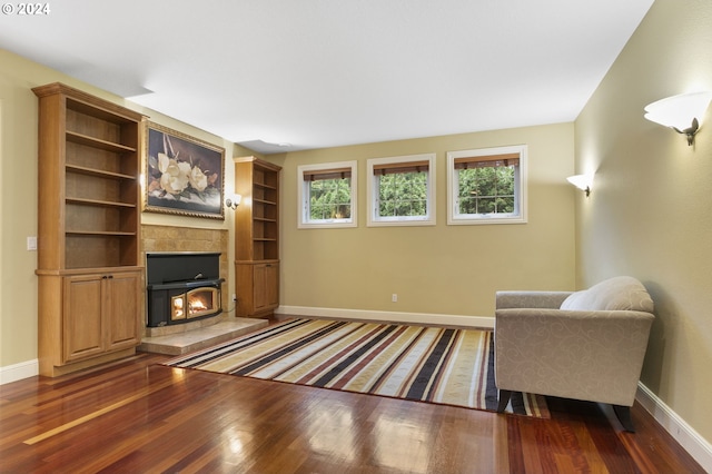 living room featuring dark hardwood / wood-style flooring