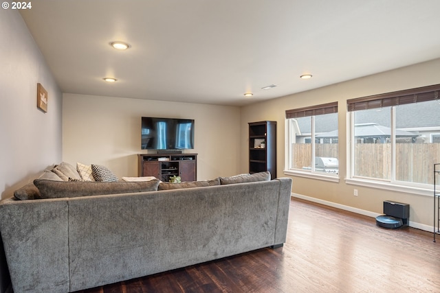 living room with hardwood / wood-style flooring