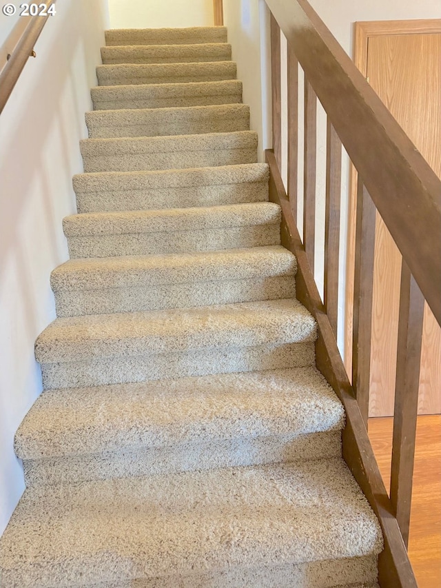 staircase with wood-type flooring