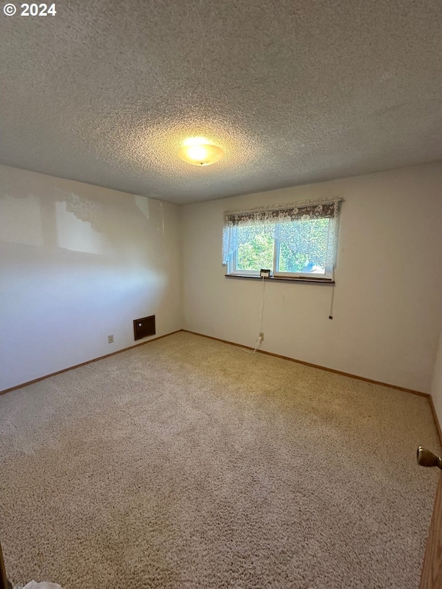 carpeted spare room featuring a textured ceiling