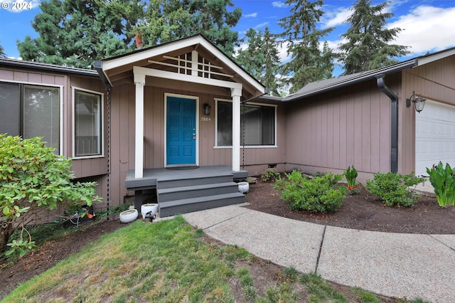 entrance to property with a garage