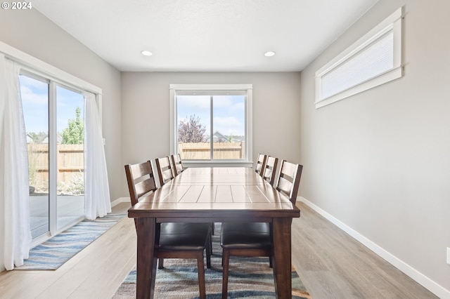 dining room with light hardwood / wood-style flooring