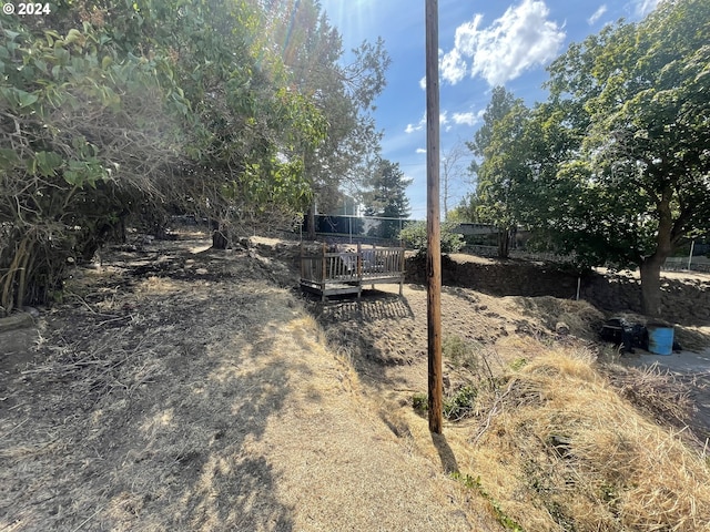 view of yard featuring a wooden deck