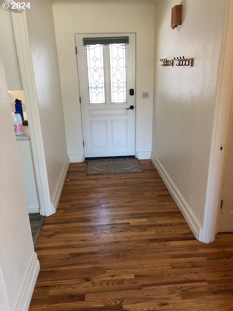 doorway to outside featuring dark hardwood / wood-style floors