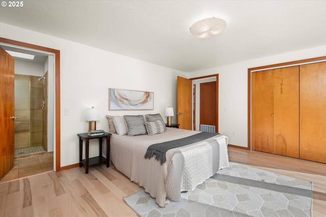 bedroom with light hardwood / wood-style flooring