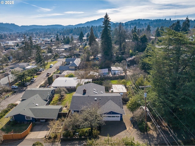 aerial view with a mountain view