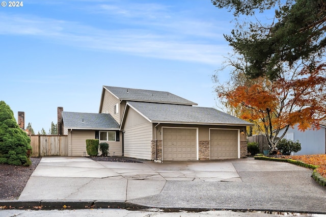 view of front of property with a garage