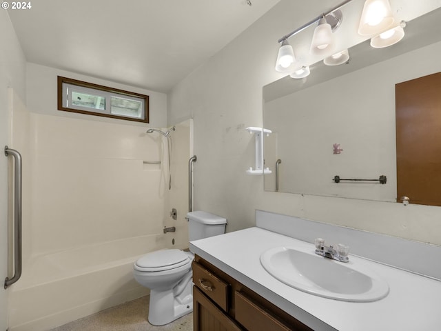 full bathroom with shower / washtub combination, vanity, and toilet