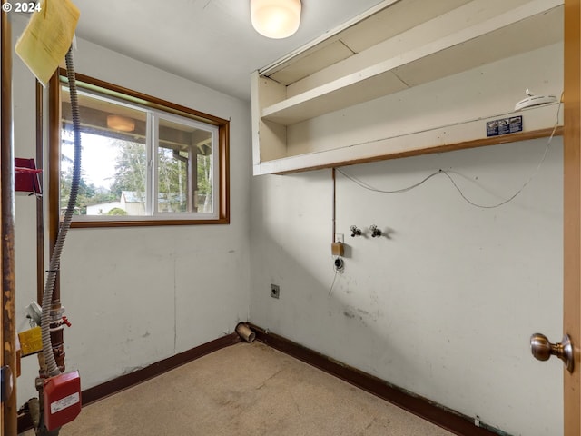 laundry room with washer hookup, hookup for an electric dryer, and carpet flooring