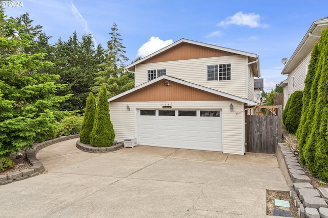 exterior space featuring a garage