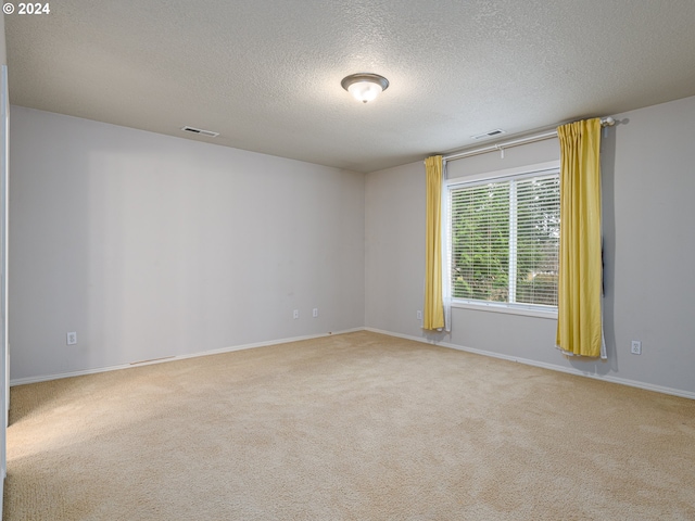 empty room with carpet flooring and a textured ceiling