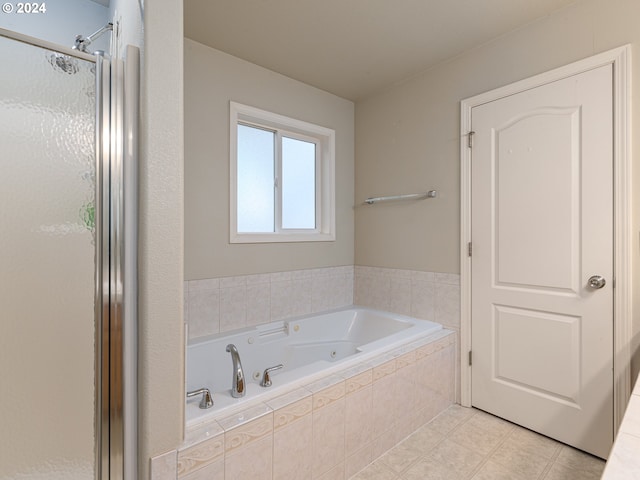 bathroom with shower with separate bathtub