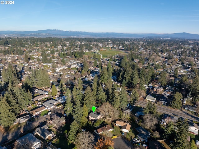 bird's eye view with a mountain view