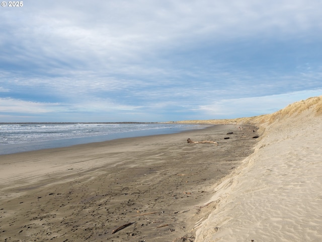 property view of water featuring a view of the beach