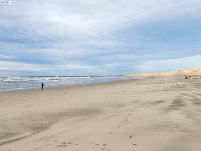 view of water feature featuring a view of the beach