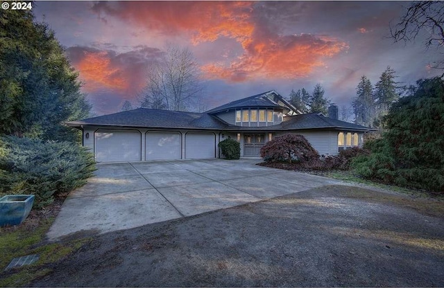 view of front of house with a garage