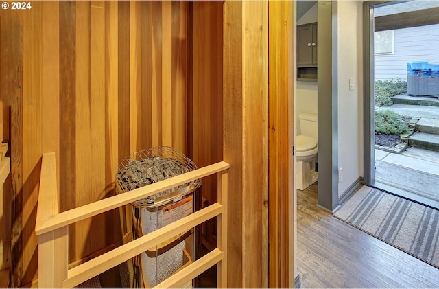 view of sauna / steam room featuring hardwood / wood-style flooring