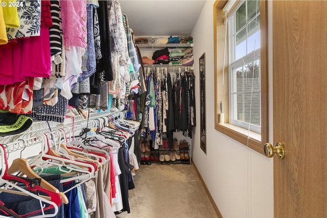 walk in closet featuring carpet floors