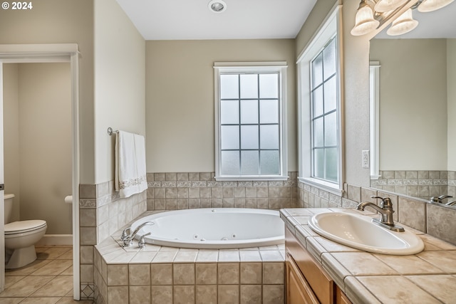 bathroom featuring tile patterned flooring, toilet, and a shower with shower door