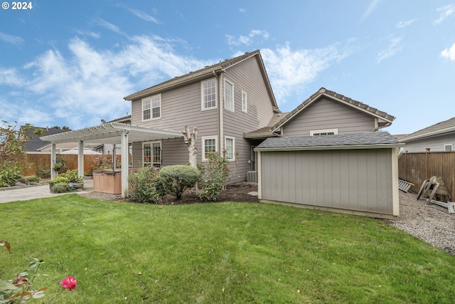 view of yard featuring a patio and a pergola