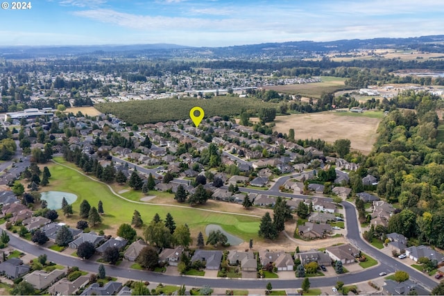 bird's eye view with a mountain view