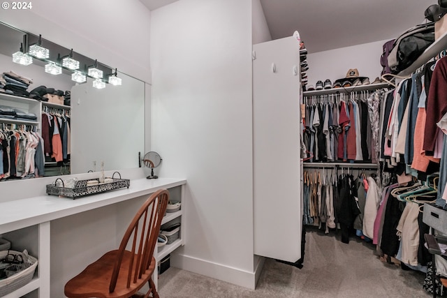 spacious closet with light colored carpet