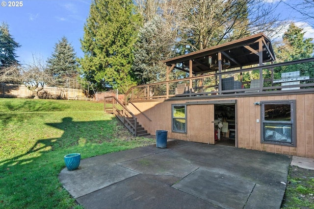 exterior space with a yard and a patio area