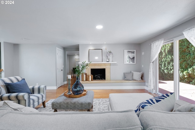 living room with light wood-type flooring