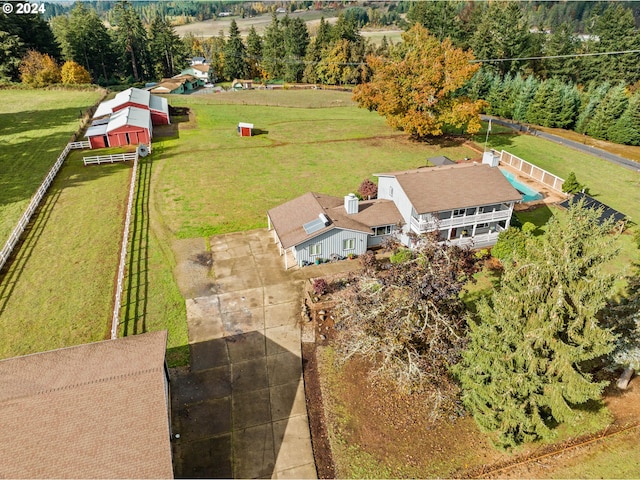 drone / aerial view featuring a rural view