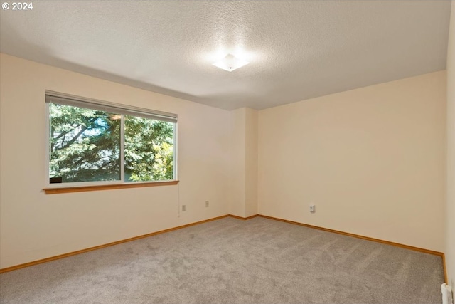 unfurnished room featuring carpet and a textured ceiling