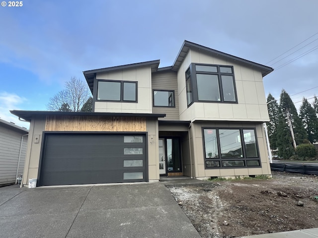 contemporary house featuring a garage