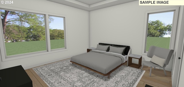 bedroom with wood-type flooring