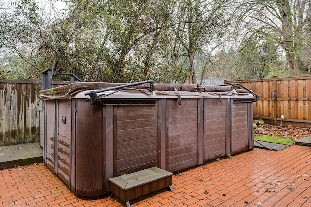 view of outdoor structure with a fenced backyard