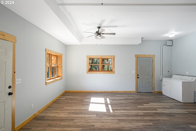 23835 Greasy Creek Rd, Philomath, OR 97370 - entryway with separate washer and dryer, ceiling fan, baseboards, and wood finished floors