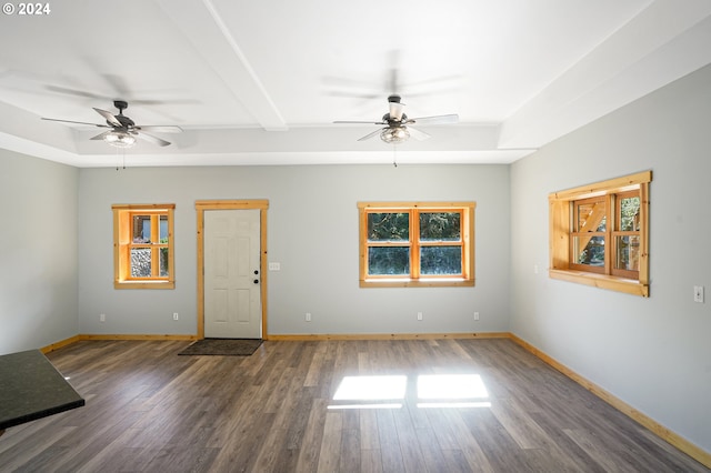 23835 Greasy Creek Rd, Philomath, OR 97370 - unfurnished living room featuring ceiling fan, healthy amount of natural light, and baseboards