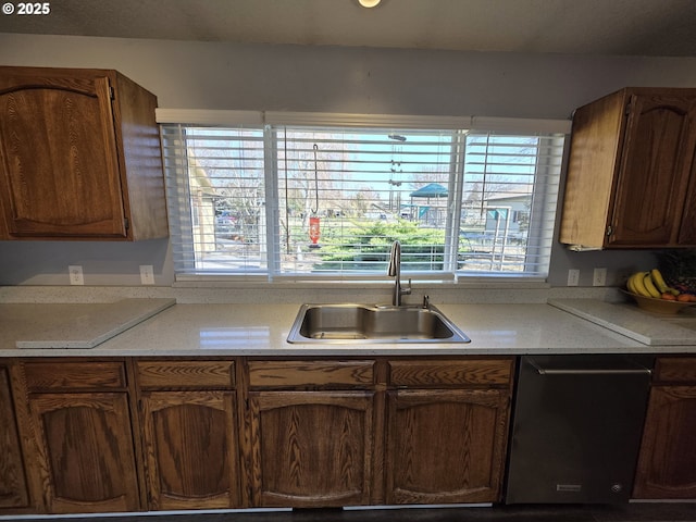 kitchen with a sink and stainless steel dishwasher