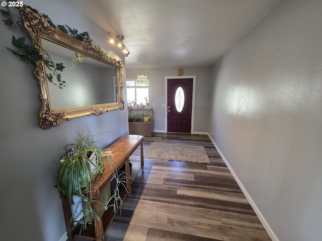 entrance foyer with wood finished floors and baseboards