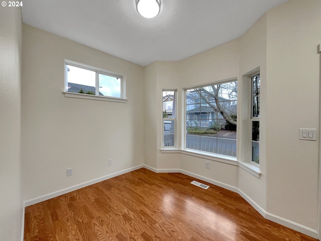 unfurnished room with hardwood / wood-style flooring