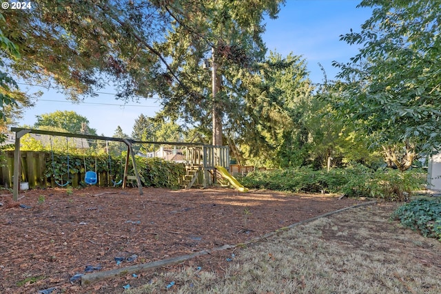 view of yard with a playground