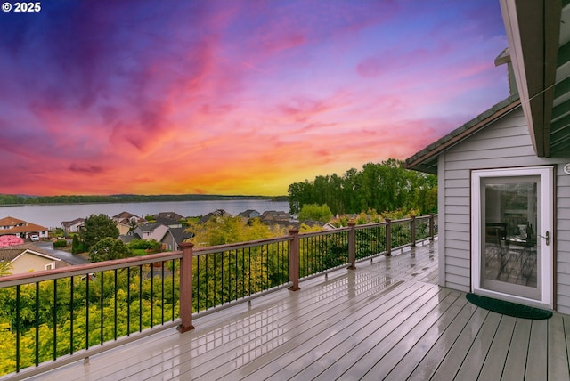 deck with a water view