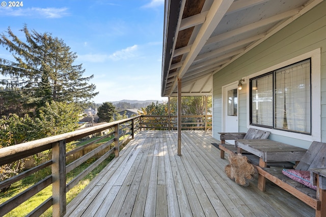 deck featuring a mountain view