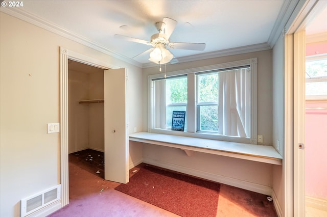 94213 Kerber Dr, Langlois, OR 97450 - unfurnished bedroom with ornamental molding, a closet, carpet, baseboards, and a spacious closet