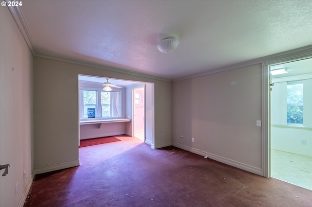 94213 Kerber Dr, Langlois, OR 97450 - carpeted spare room with baseboards, crown molding, and a ceiling fan