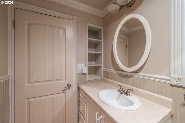 94213 Kerber Dr, Langlois, OR 97450 - bathroom with ornamental molding and vanity