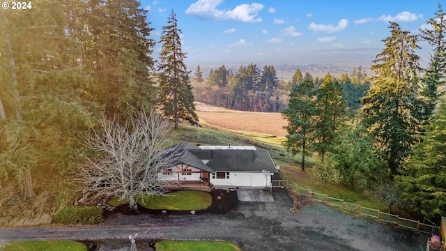 aerial view with a rural view