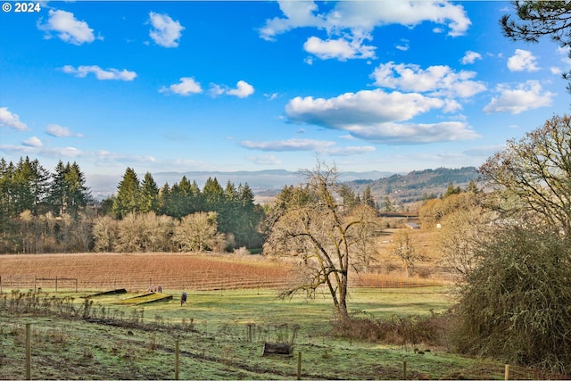 exterior space with a mountain view and a rural view