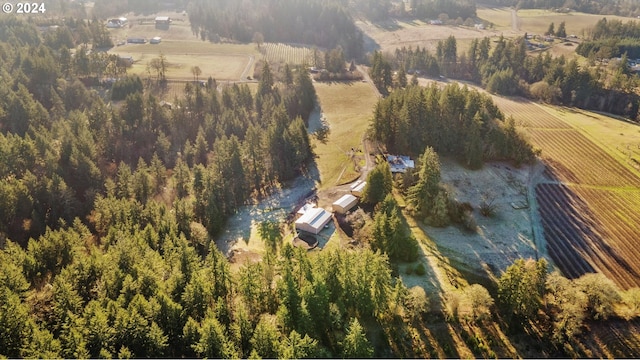 birds eye view of property with a rural view