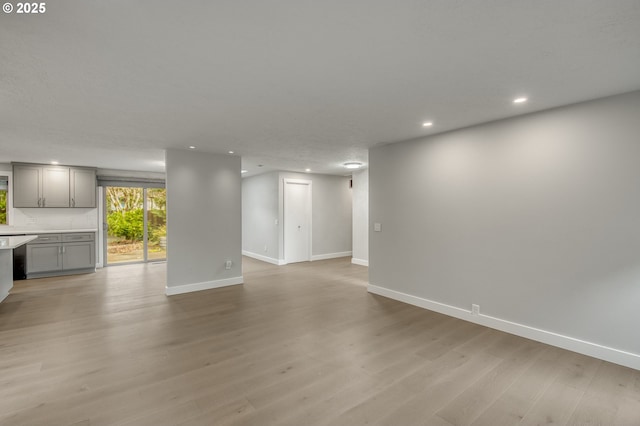 unfurnished living room with light hardwood / wood-style floors