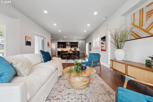 living room featuring wood-type flooring